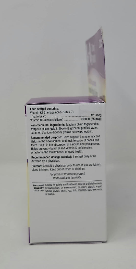 Webber Naturals K2 D3 frasco de 220 cápsulas blandas