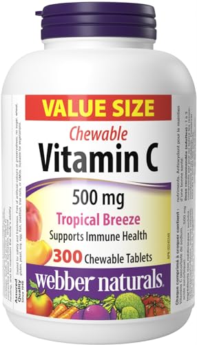 Webber Naturals vitamina C 500mg 300 tabletas masticables sabor tropical