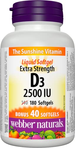 Webber Naturals vitamina d3 2500 ui frasco frontal