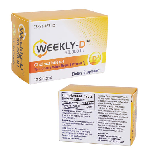 Weekly-D Vitamina D3 50,000 UI 12 cápsulas blandas