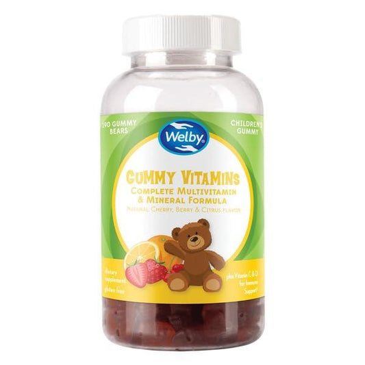 Envase frontal gomitas vitamina B12 Welby para niños
