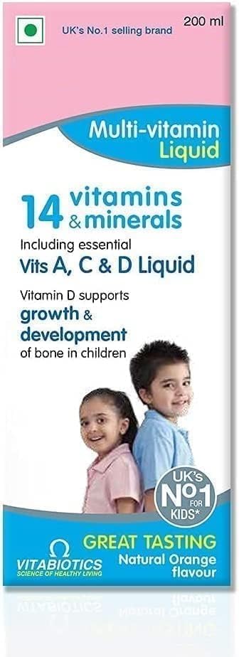 Envase frontal We.llbaby multivitaminas líquidas para bebés