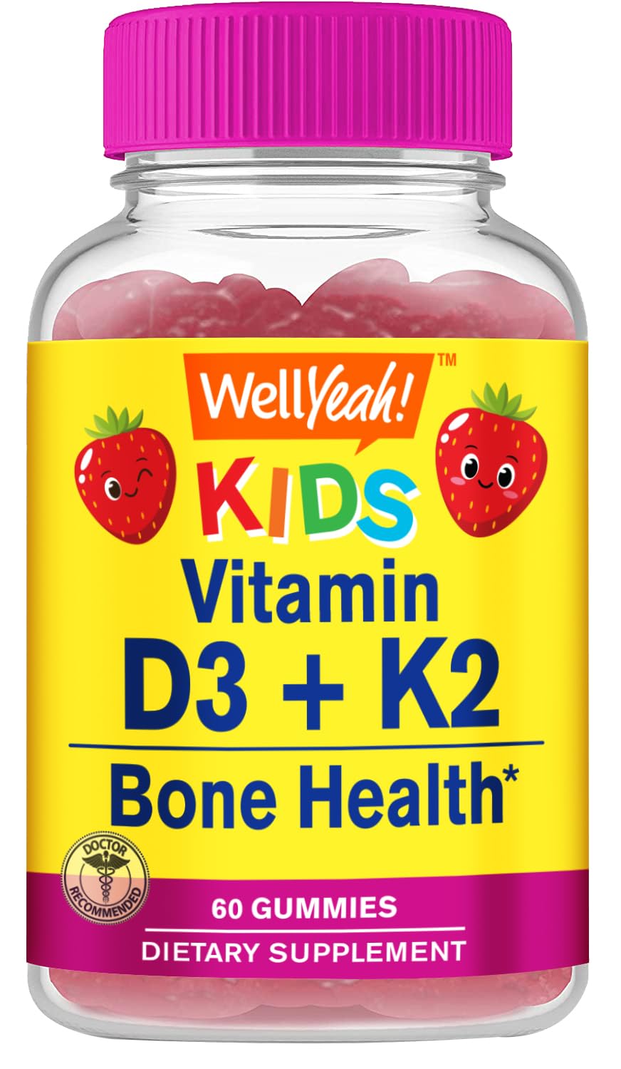 Gomitas WellYeah vitaminas D3 y K2 para niños frasco