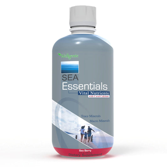 Botella de Wellgenix Sea Essentials vitamina líquida de calcio de coral 32 oz
