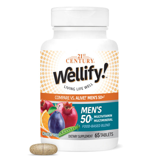 Wellify multivitaminas para hombres mayores de 50 en botella blanca