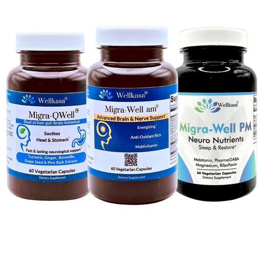 Paquete completo Wellkasa Migra-Well multivitamínico y suplementos