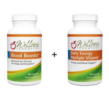 Botellas de Wellness Resources con hierro suave y multivitamina