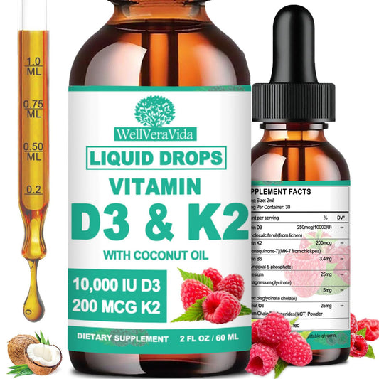 WellVeraVida gotas líquidas Vitamina D3 K2 10000 IU