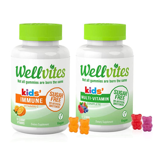 Gomitas multivitamínicas para niños Wellvites paquete frontal