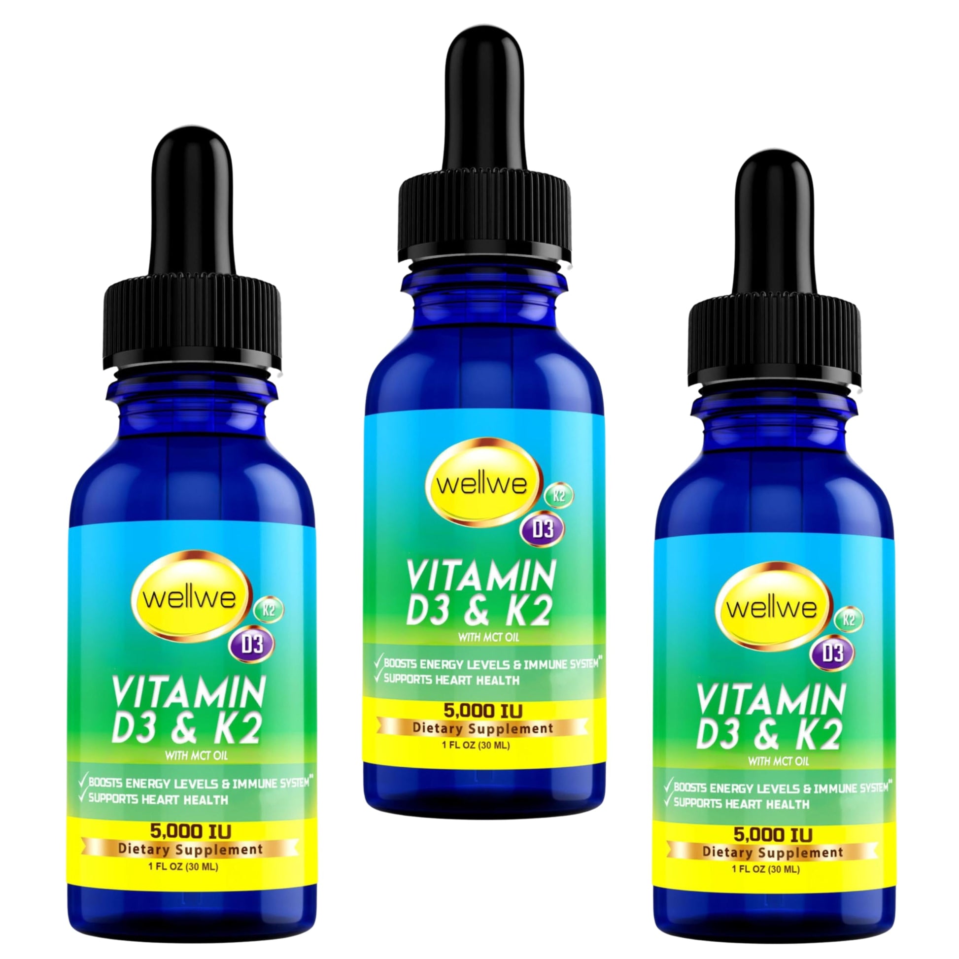 wellwe gotas líquidas vitamina d3 k2 sin sabor, sin olor