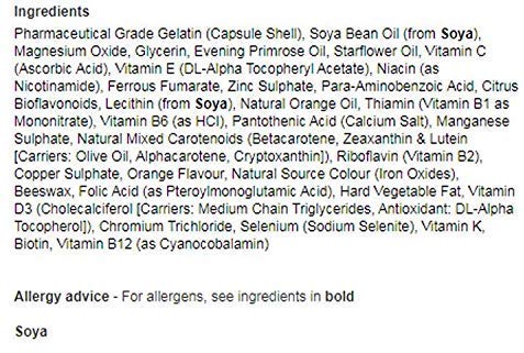 Ingredientes de Wellwoman Original en la caja