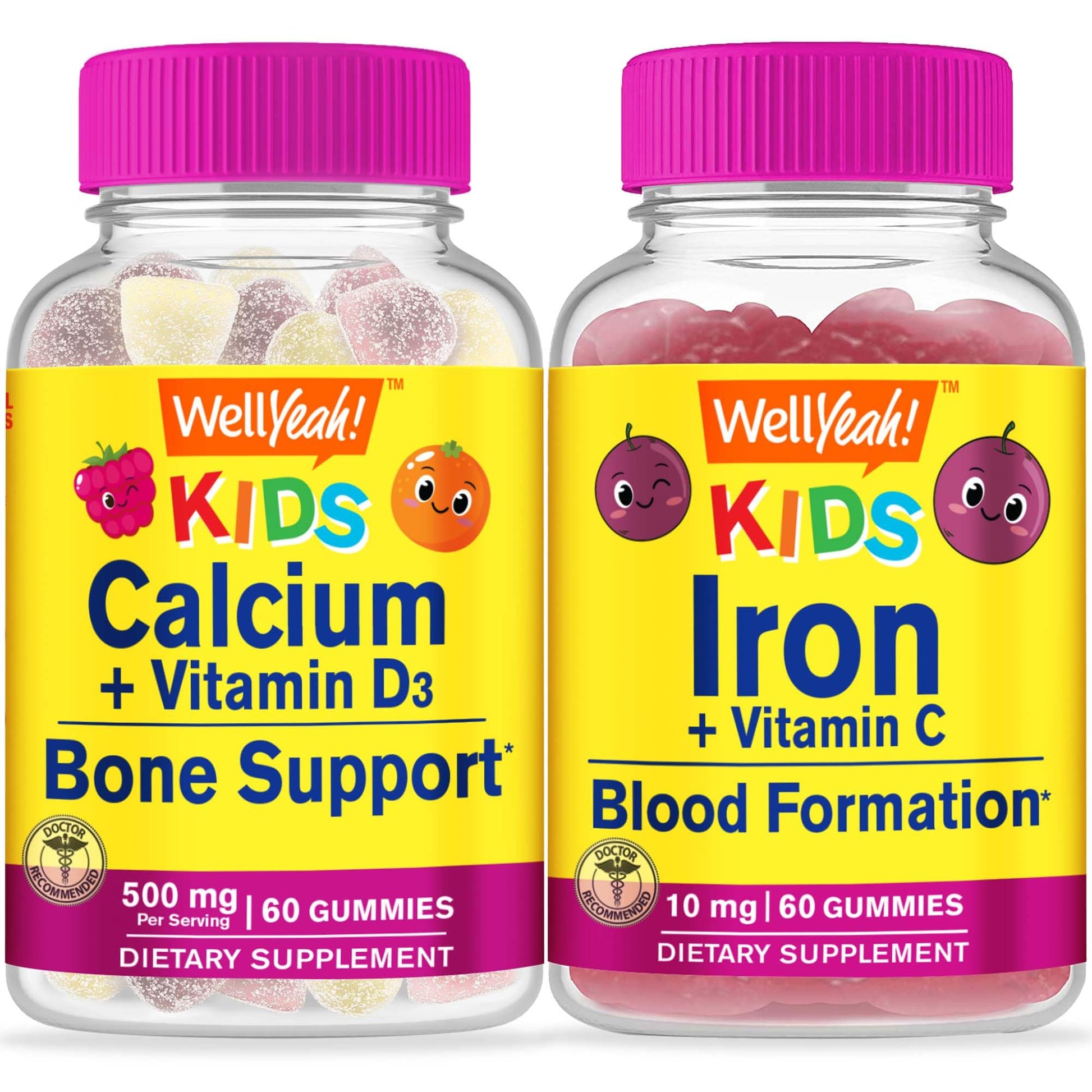 Gomitas WellYeah calcio vitamina D3 hierro y vitamina C para niños