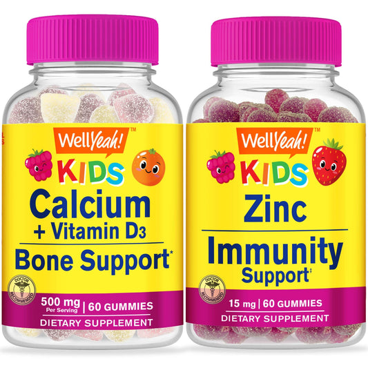 WellYeah gomitas calcio vitamina D3 y zinc para niños frasco