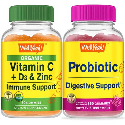 WellYeah gomitas orgánicas vitamina C D3 zinc probiótico