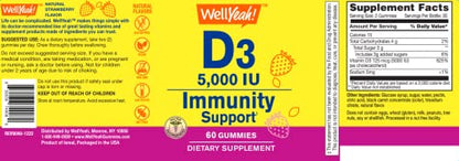 Gomitas WellYeah Vitamina D3 5000 UI sabor fresa