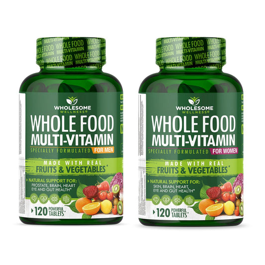 Botellas de multivitaminas para hombres y mujeres de Wholesome Wellness