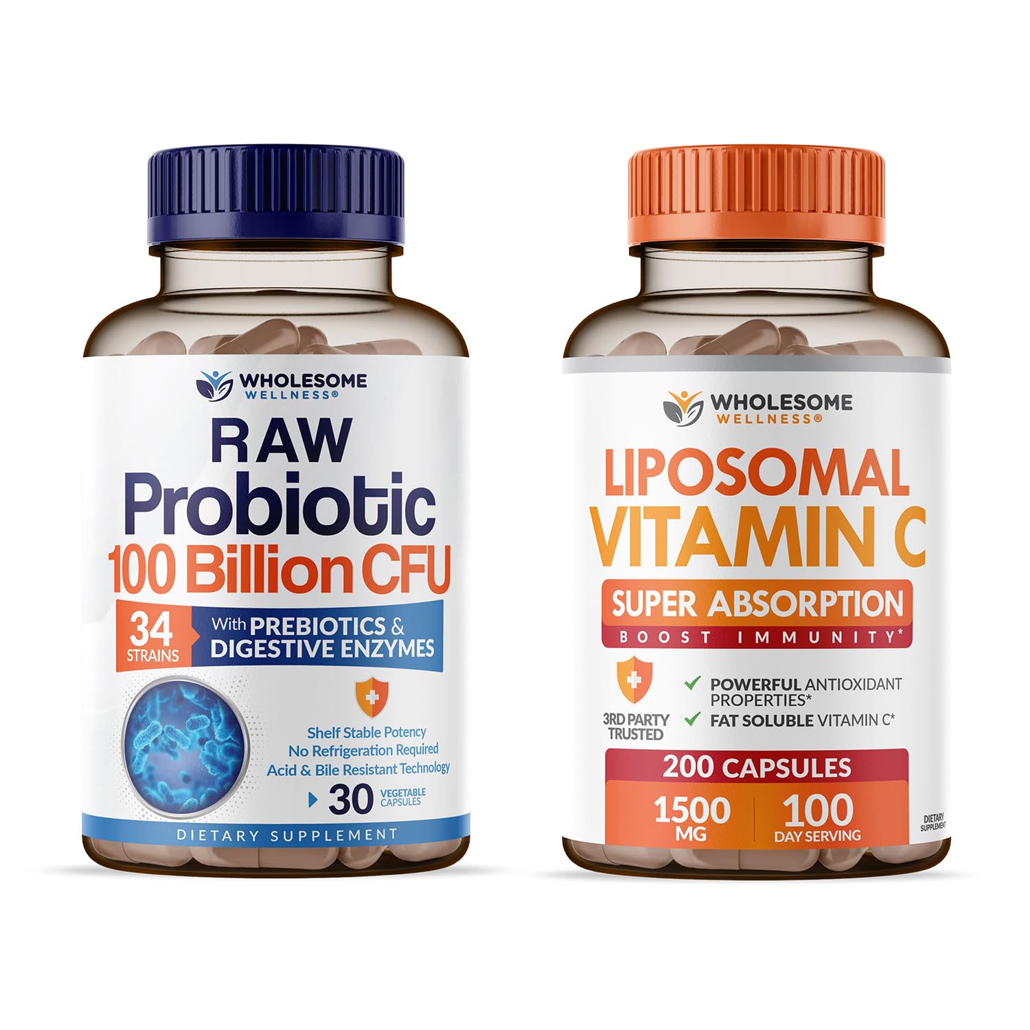 Wholesome Wellness probióticos orgánicos suplemento 100 mil millones