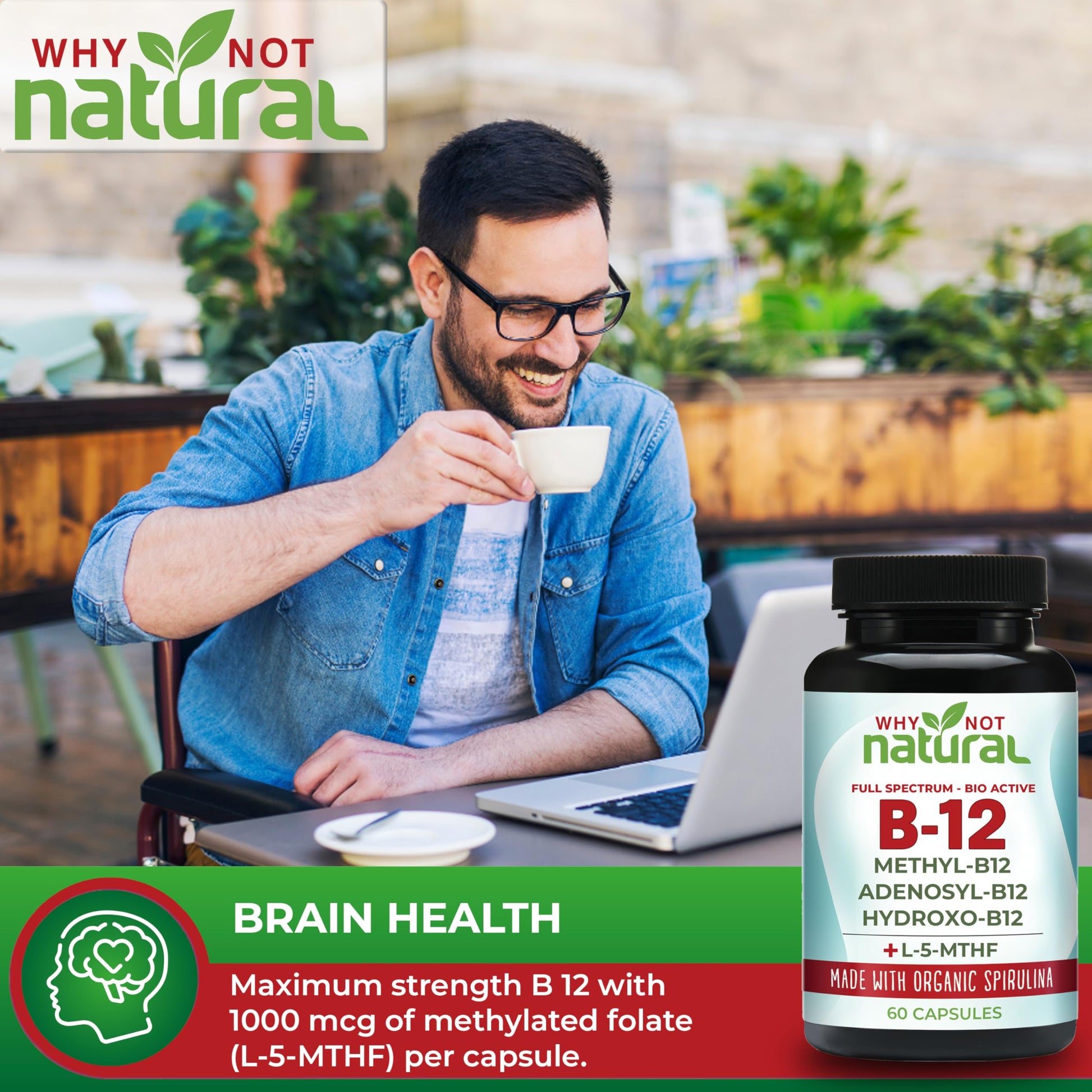 Why Not Natural cápsulas vitamina B12 5000 mcg 60 unidades