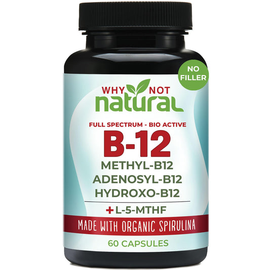Why Not Natural Vitamina B12 5000 mcg suplemento con metilfolato