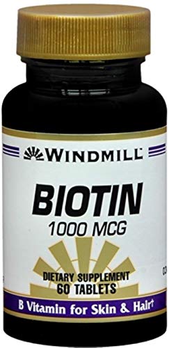 Windmill biotina 1000 mcg tabletas suplemento piel cabello 60 unidades
