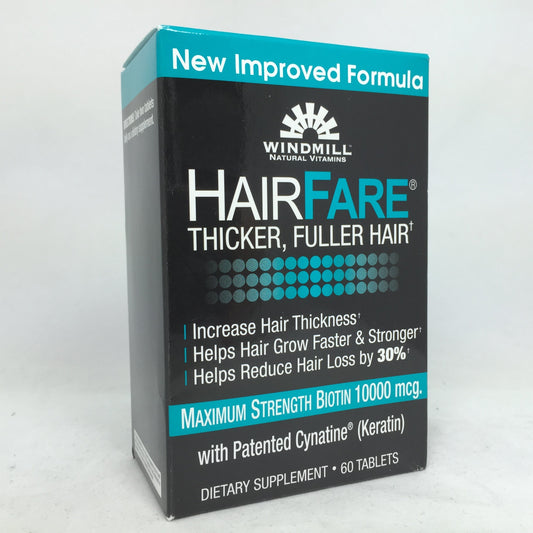 Paquete doble Windmill Hair Fare Biotina 10000 mcg 120 tabletas