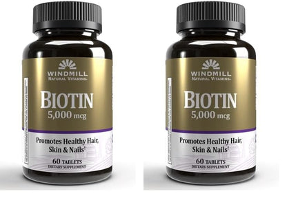 Windmill Natural Vitamins Biotina 5000 mcg paquete doble 60 cápsulas