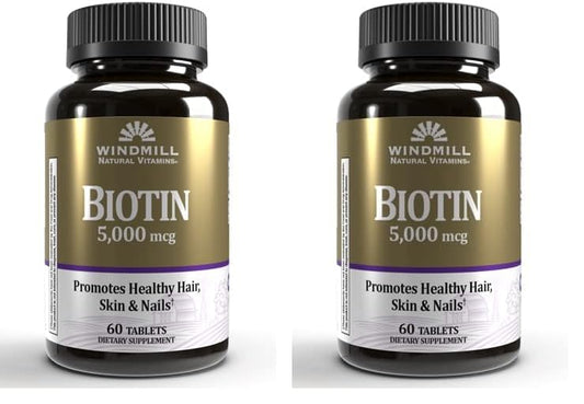 Windmill Natural Vitamins Biotina 5000 mcg paquete doble 60 cápsulas