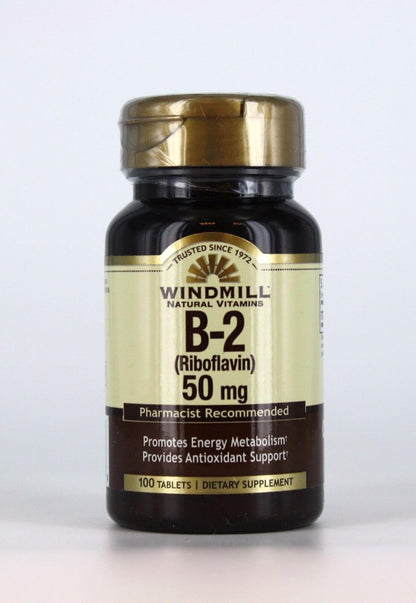 Windmill Vitamina B-2 50mg tabletas suplemento salud general