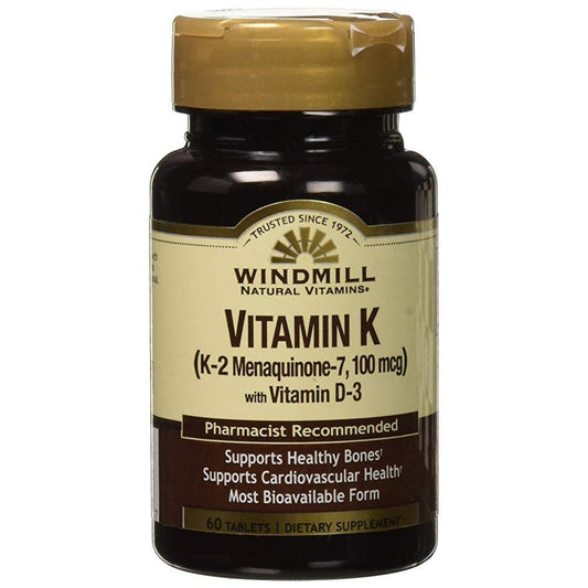Windmill suplemento vitamina K2 menaquinona-7 100mcg 60 tabletas