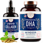 WINDSOR BOTANICALS colágeno líquido y DHA prenatal empaque frontal