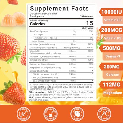 Wiszeen suplemento gomitas con vitamina d3 k2 y minerales