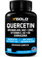Frasco de suplemento XGold Defense Blend con quercetina y vitaminas