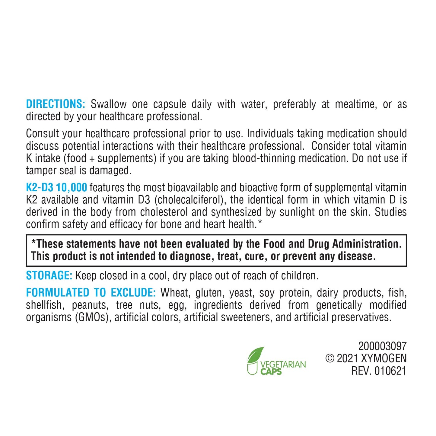 XYMOGEN 120 cápsulas suplemento vitamina d3 k2 para salud