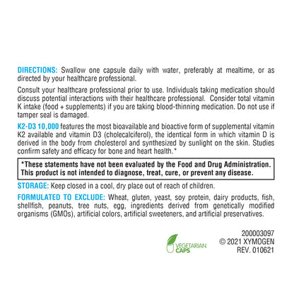 XYMOGEN 120 cápsulas suplemento vitamina d3 k2 para salud