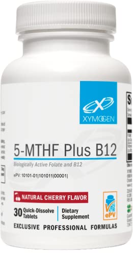 XYMOGEN tablets 5-MTHF and B12 cherry flavor front