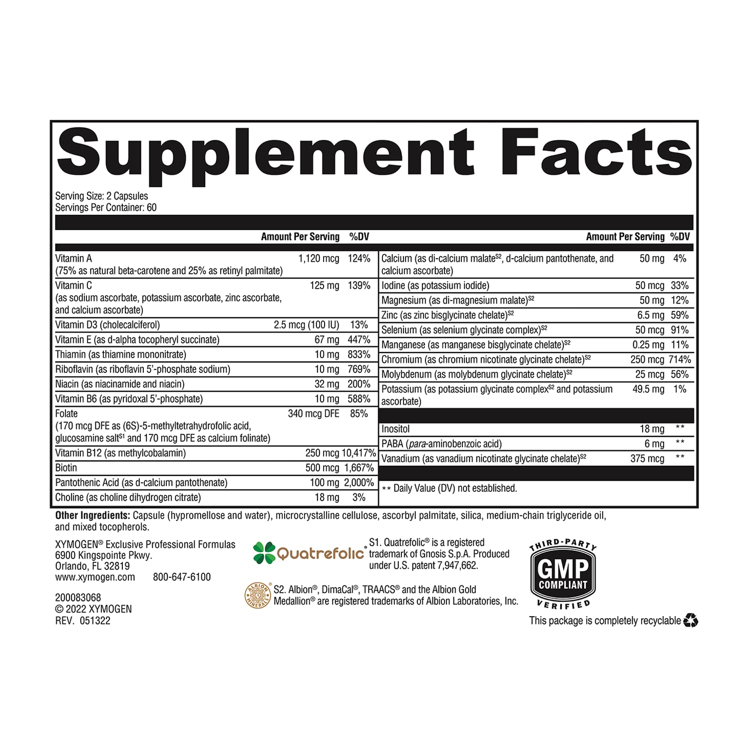 XYMOGEN ActivNutrients sin gluten ni lácteos