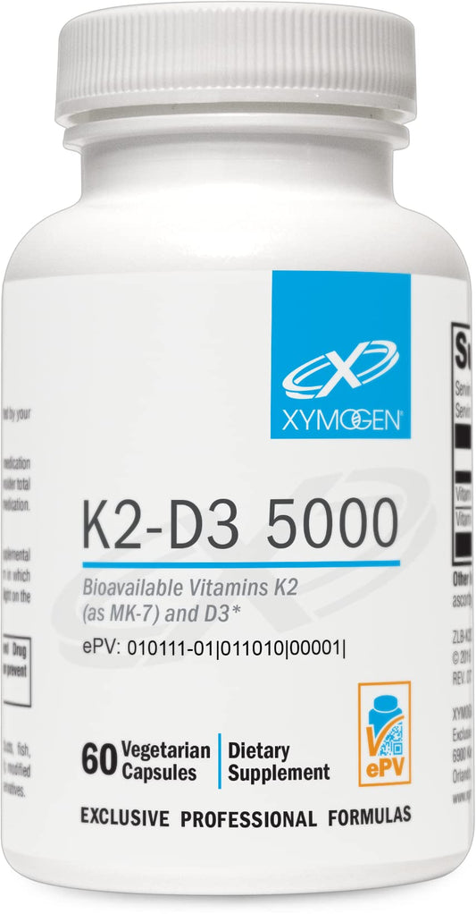 XYMOGEN Vitamina D3 K2 5000 UI suplemento biodisponible 60 cápsulas