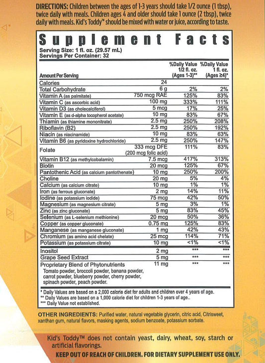 Youngevity Kids Toddy multivitaminico para niños vista lateral