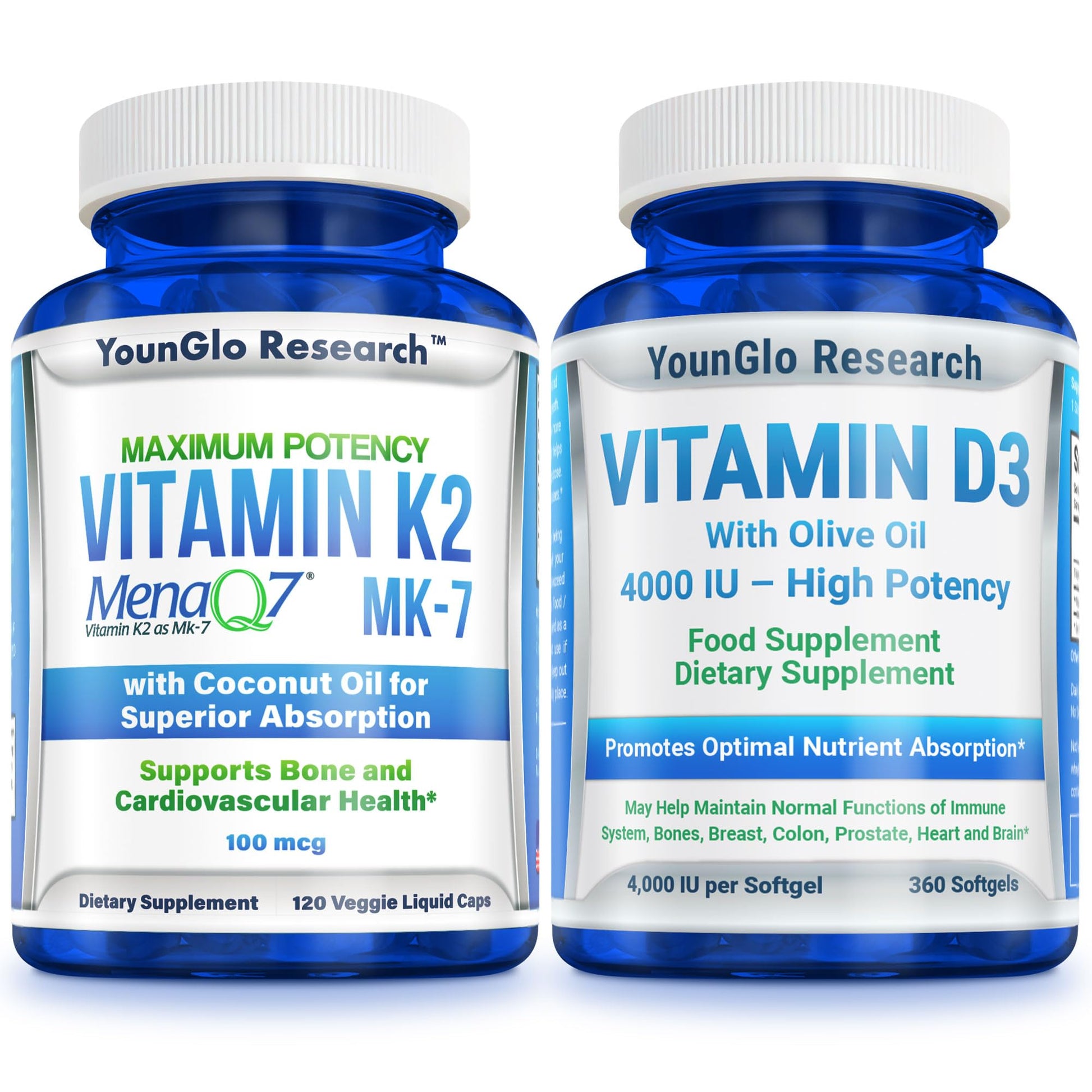 YounGlo Research vitamina d3 4000 ui y k2 mk7 suplemento salud ósea