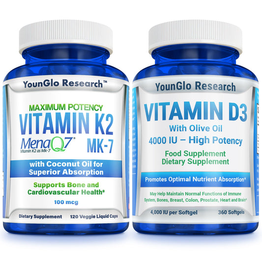 YounGlo Research vitamina d3 4000 ui y k2 mk7 suplemento salud ósea