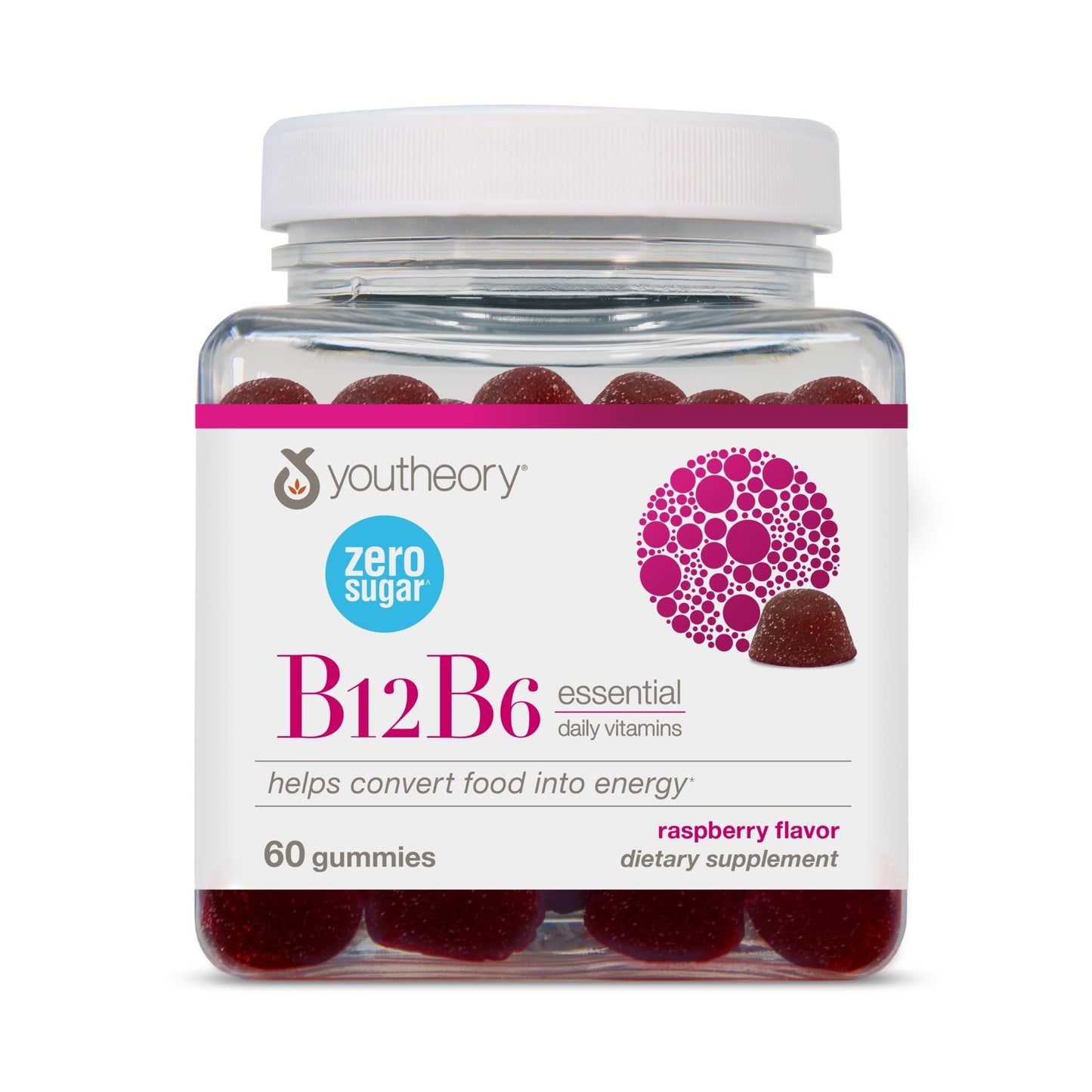 Suplemento Youtheory B12B6 gomitas veganas para energía y salud cerebral