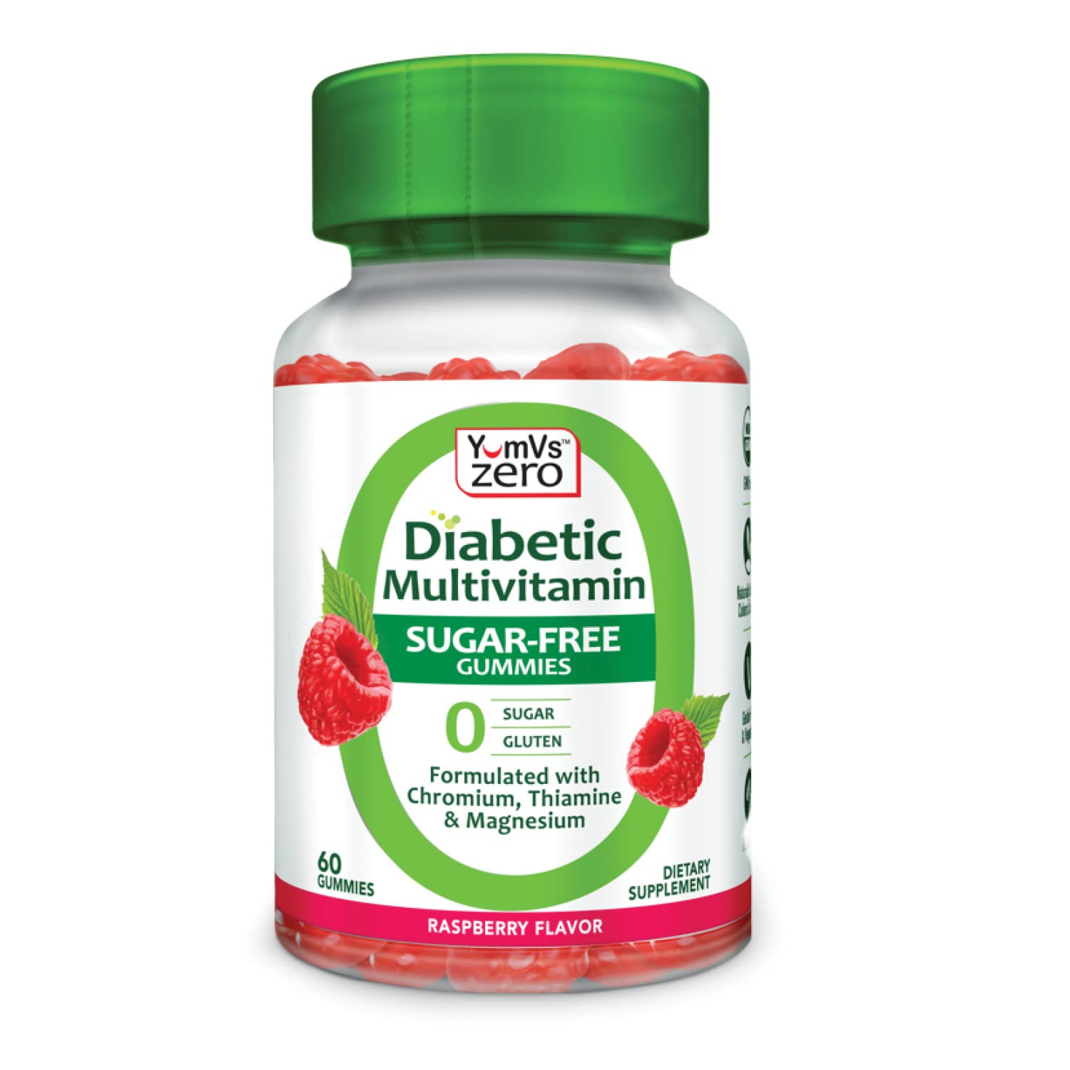 Botella de YUM-V'S Gomitas Multivitamínicas con sabor frambuesa.