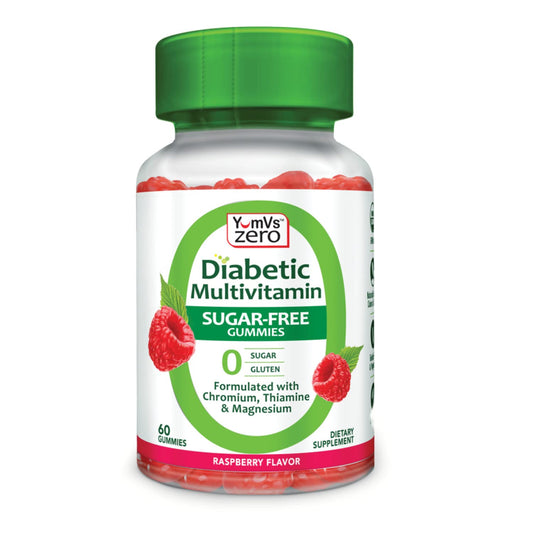 Botella de YUM-V'S Gomitas Multivitamínicas con sabor frambuesa.
