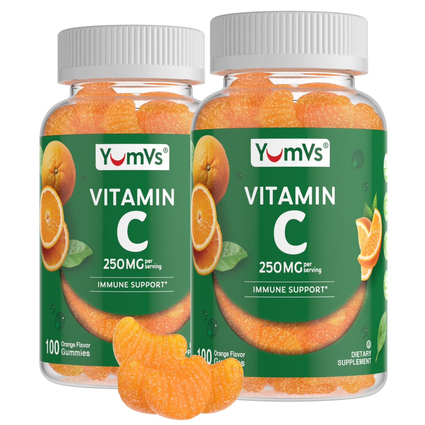 YumVs gomitas vitamina c 250 mg sabor naranja apoyo sistema inmunológico