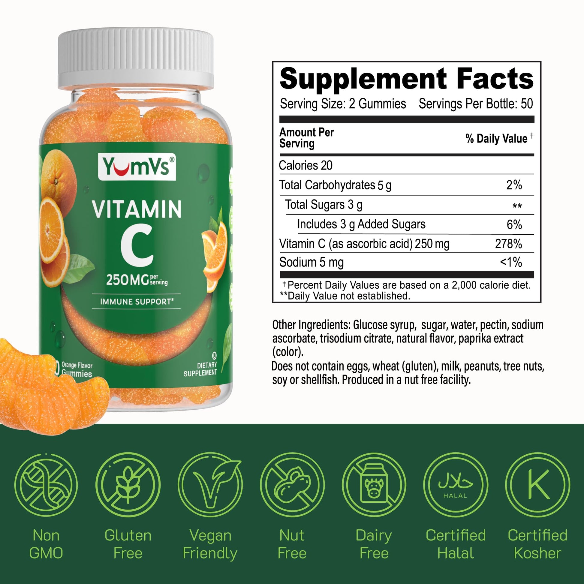 YumVs gomitas de vitamina c masticables para adultos saludables
