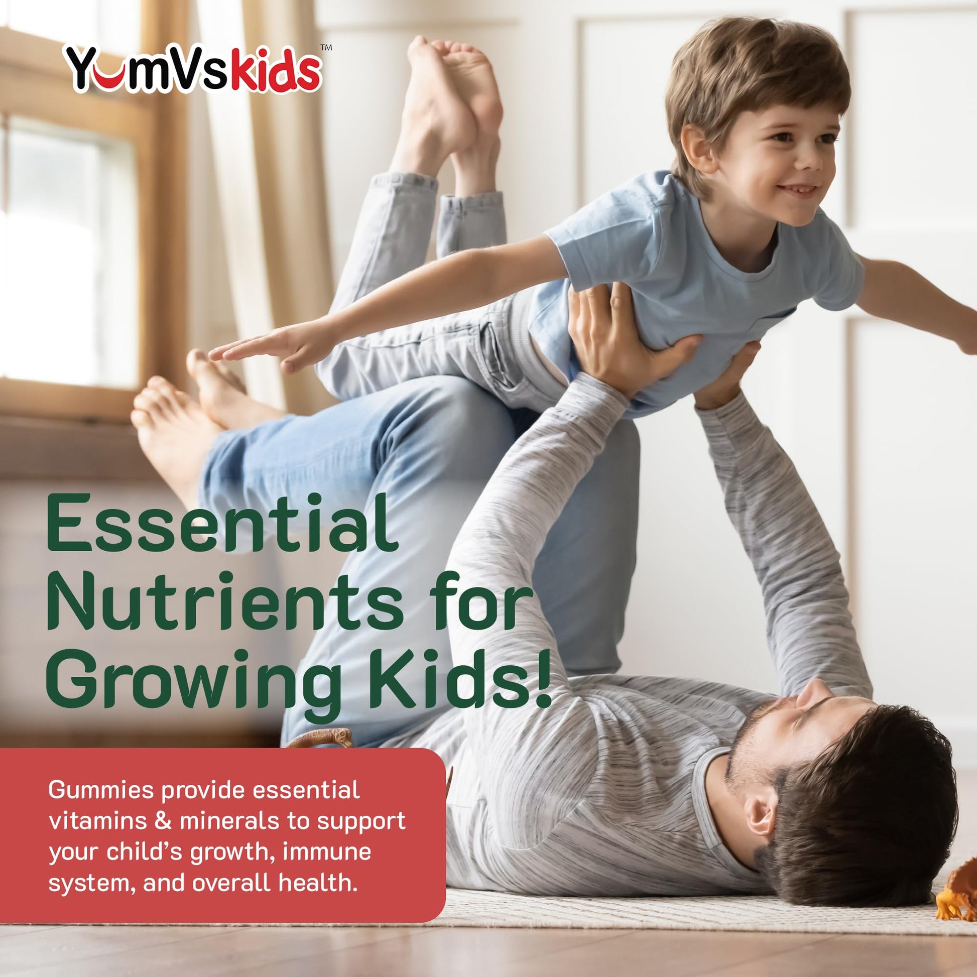 Presentación de YumVs Kids Multivitaminas, ideales para niños.