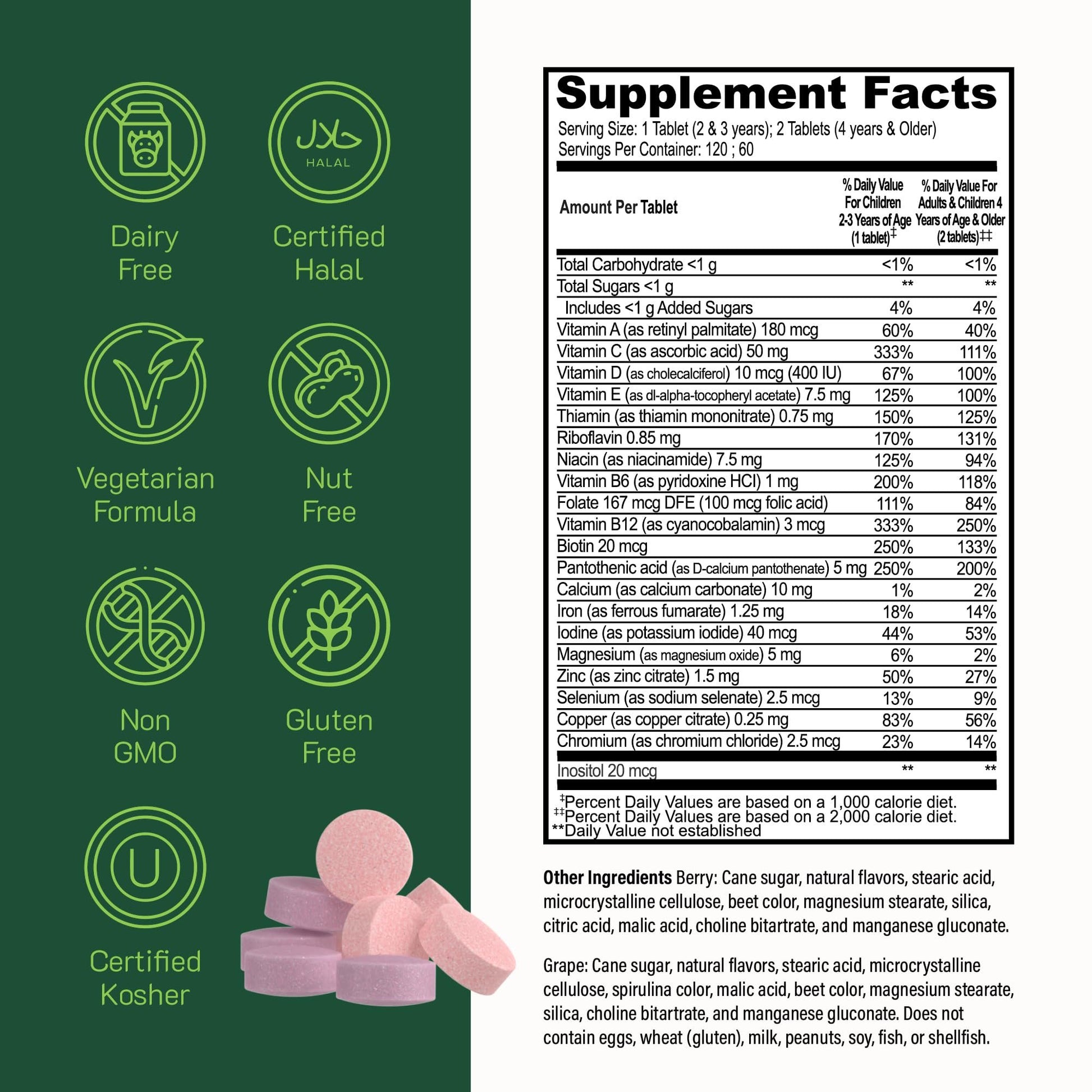 YumVs multivitaminas para niños apoyando la función cerebral.