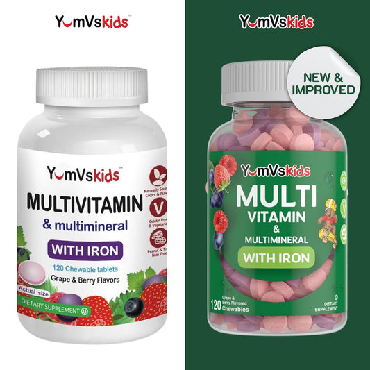 Multivitamínico YumVs para niños con hierro en diferentes presentaciones.