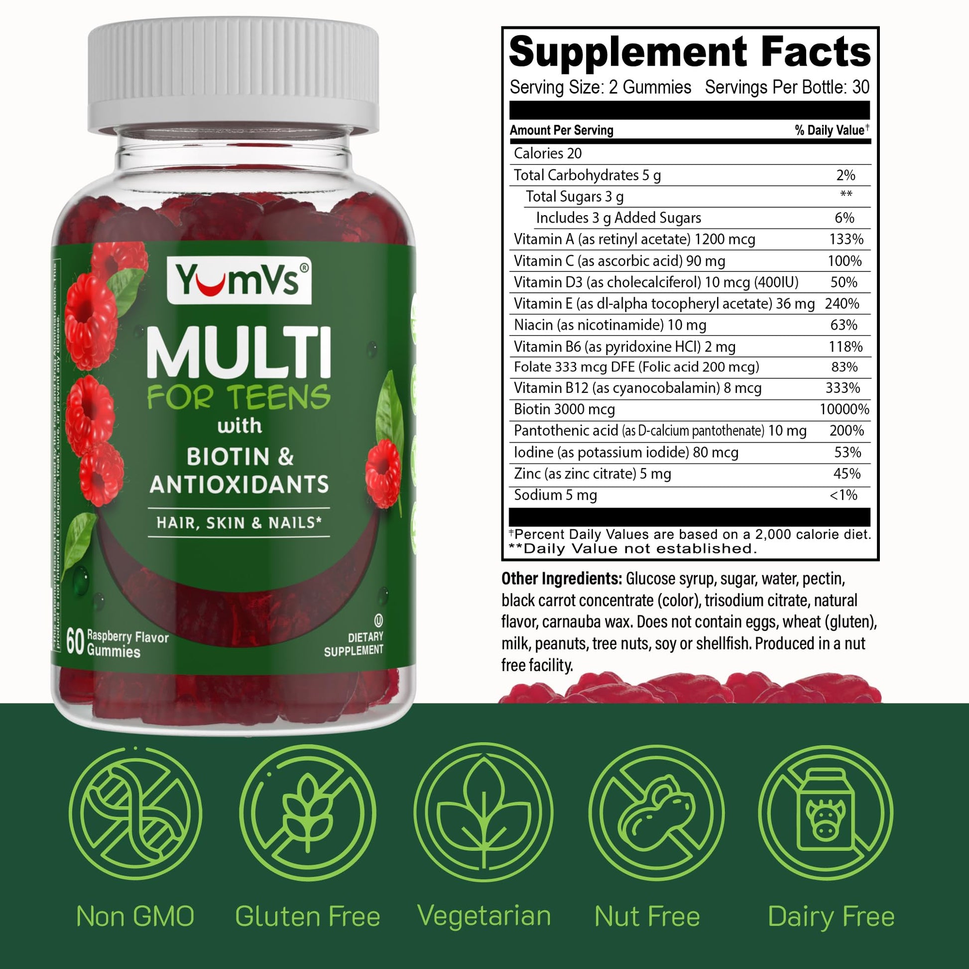 YumVs Suplemento Vitamínico Kosher para Adolescentes