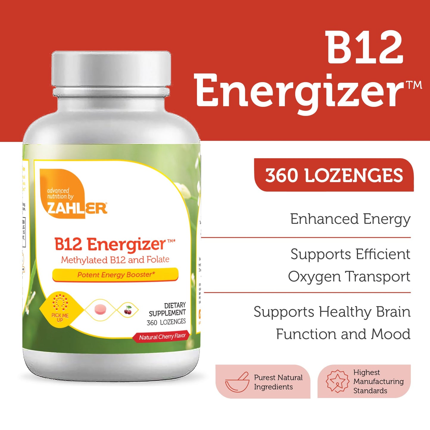 Zahler Energizer caja del suplemento con información nutricional
